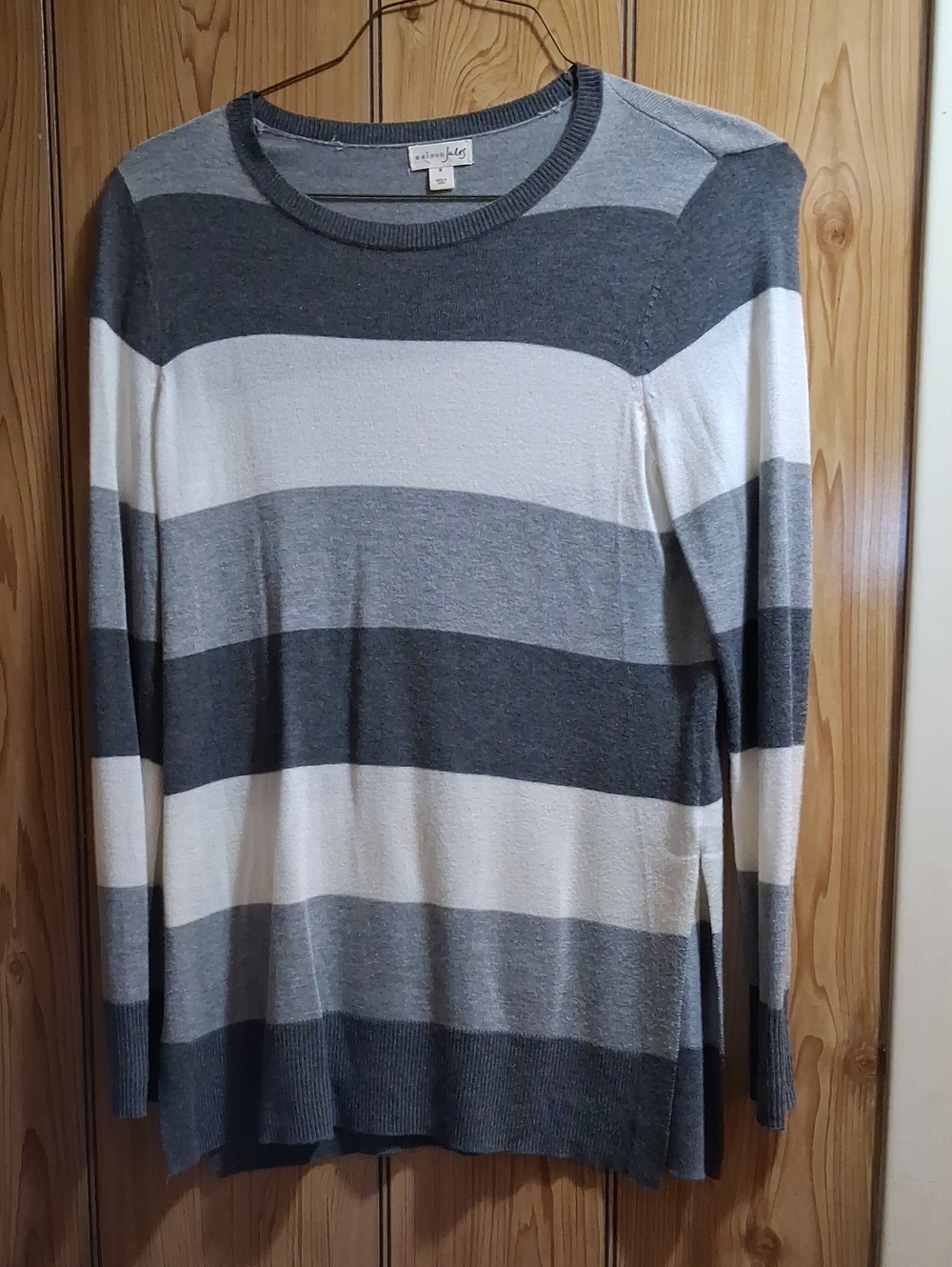 Maison Jules Gray Ribbed Crewneck Sweater